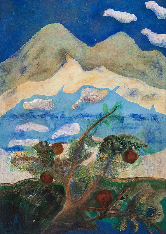 A collage painting.