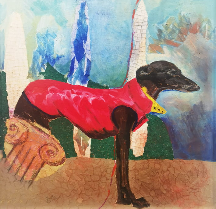A painting depicting a dog.